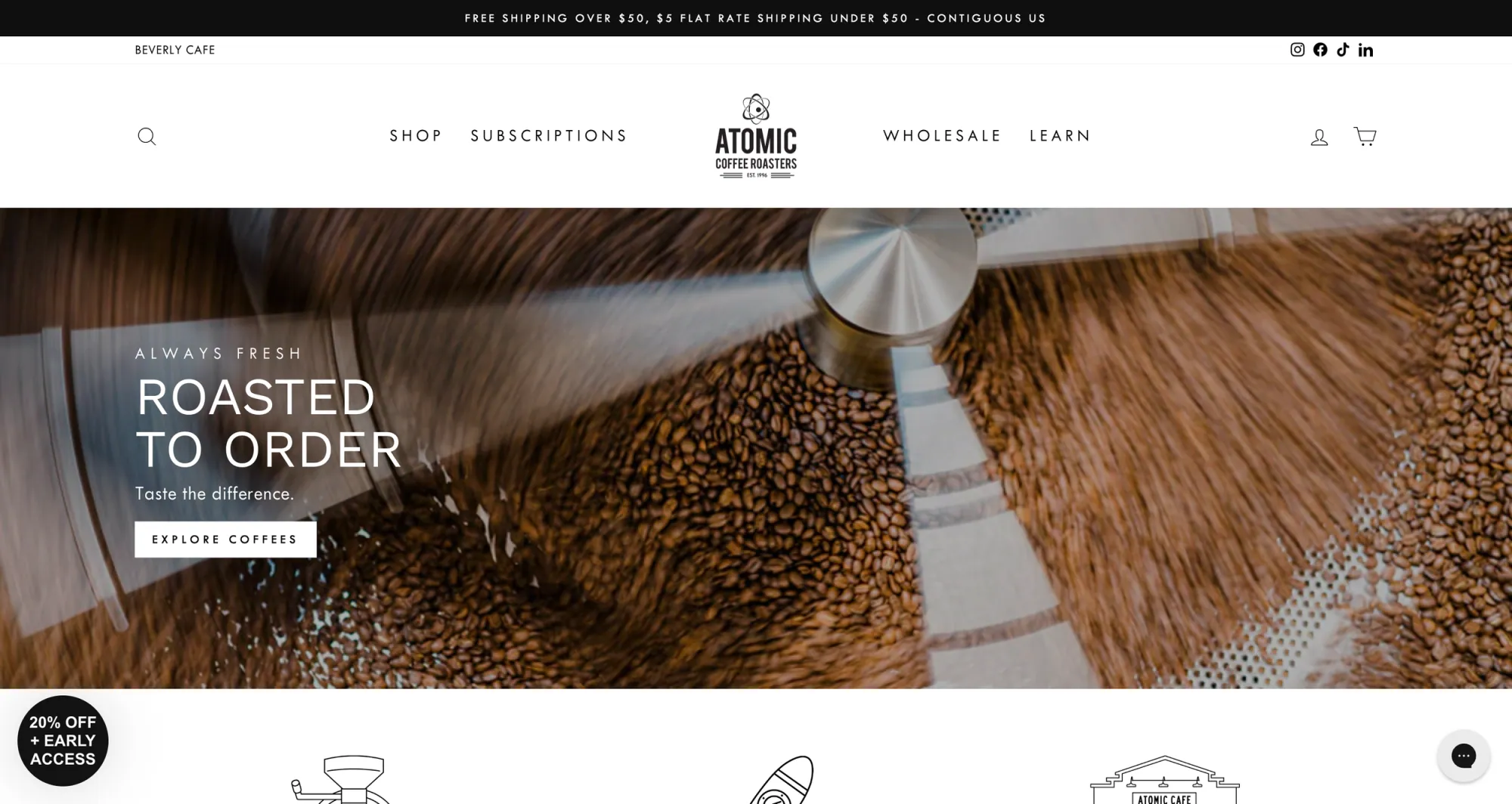 Atomic Coffee Roasters Homepage