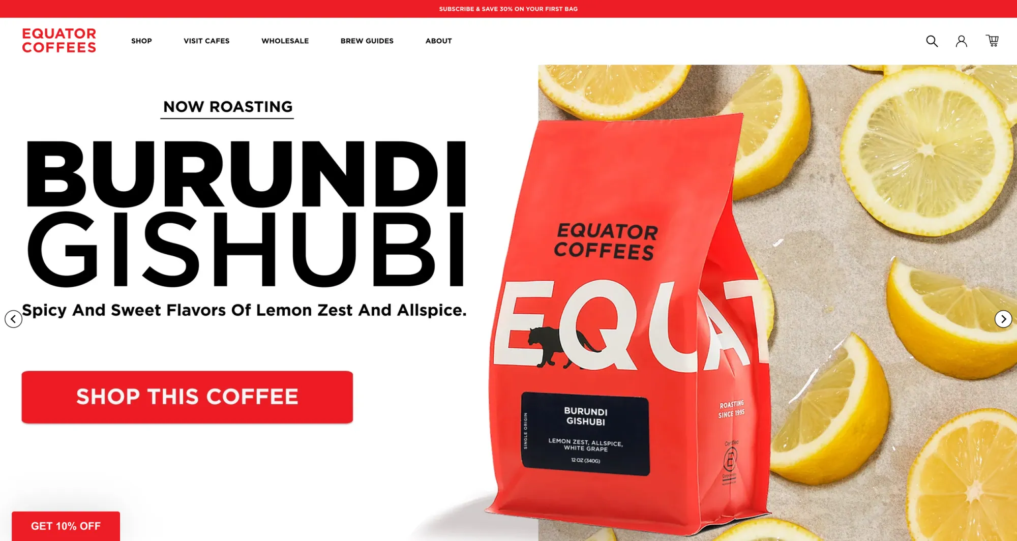 Equator Coffee Homepage