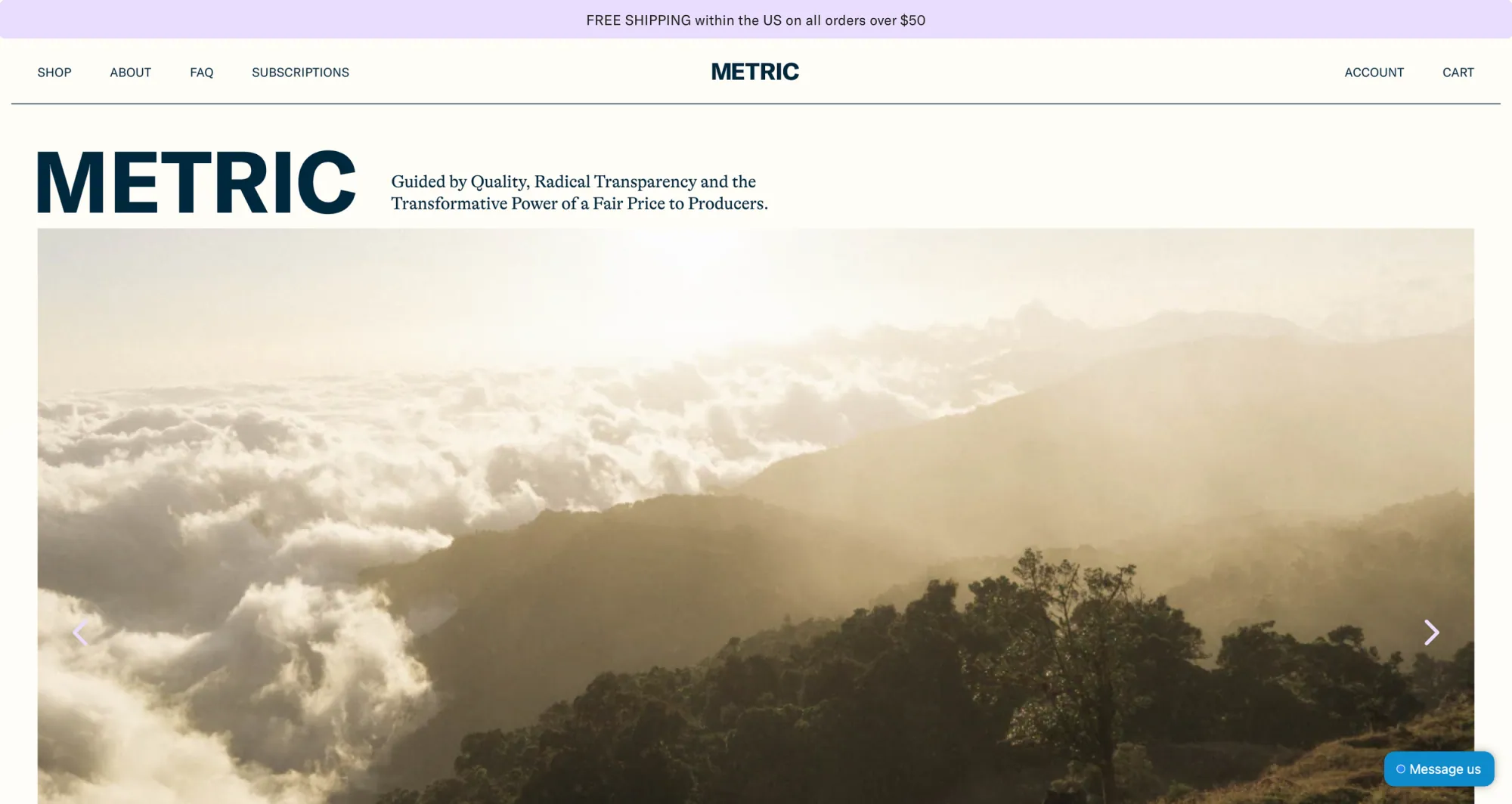 Metric Coffee Homepage