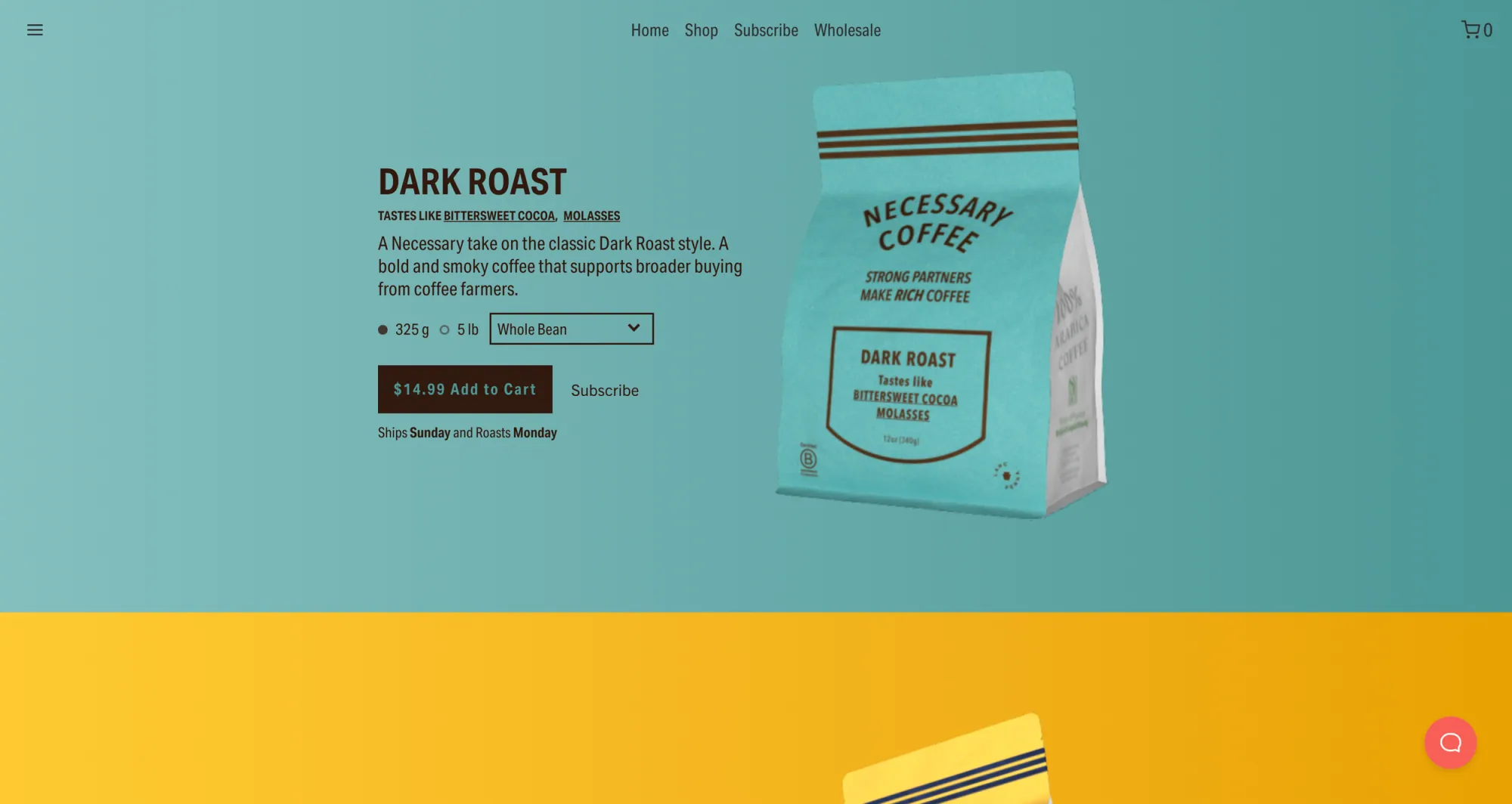 Necessary Coffee Homepage