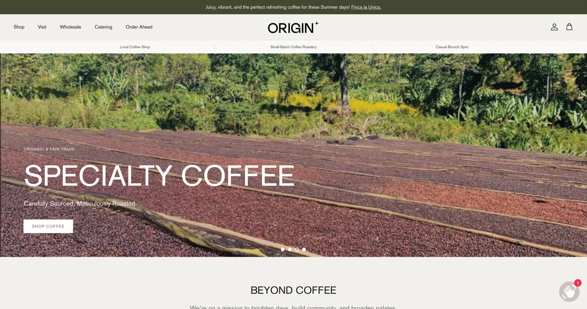 Origin Coffee Roasters Website