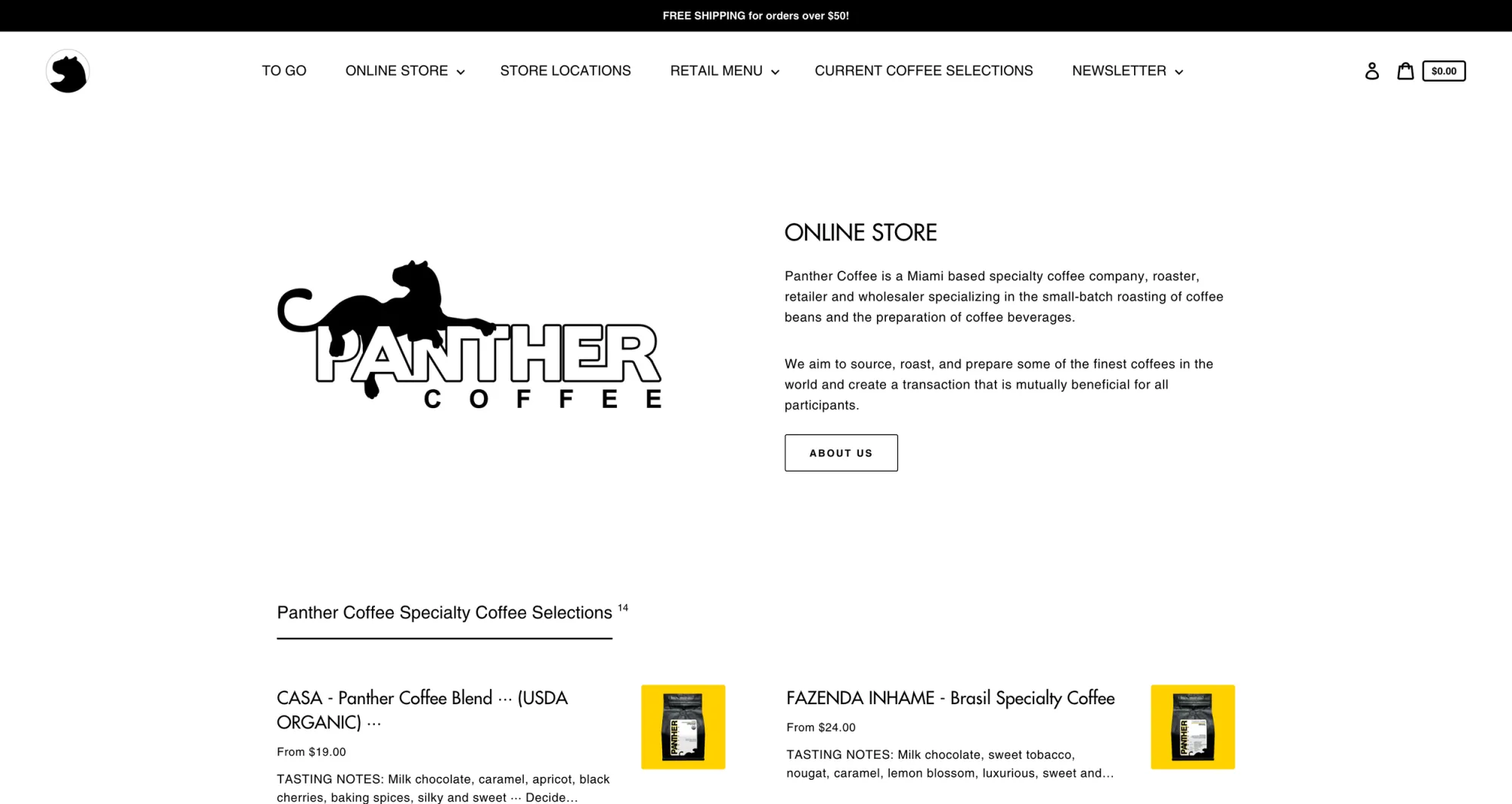 Panther Coffee Homepage