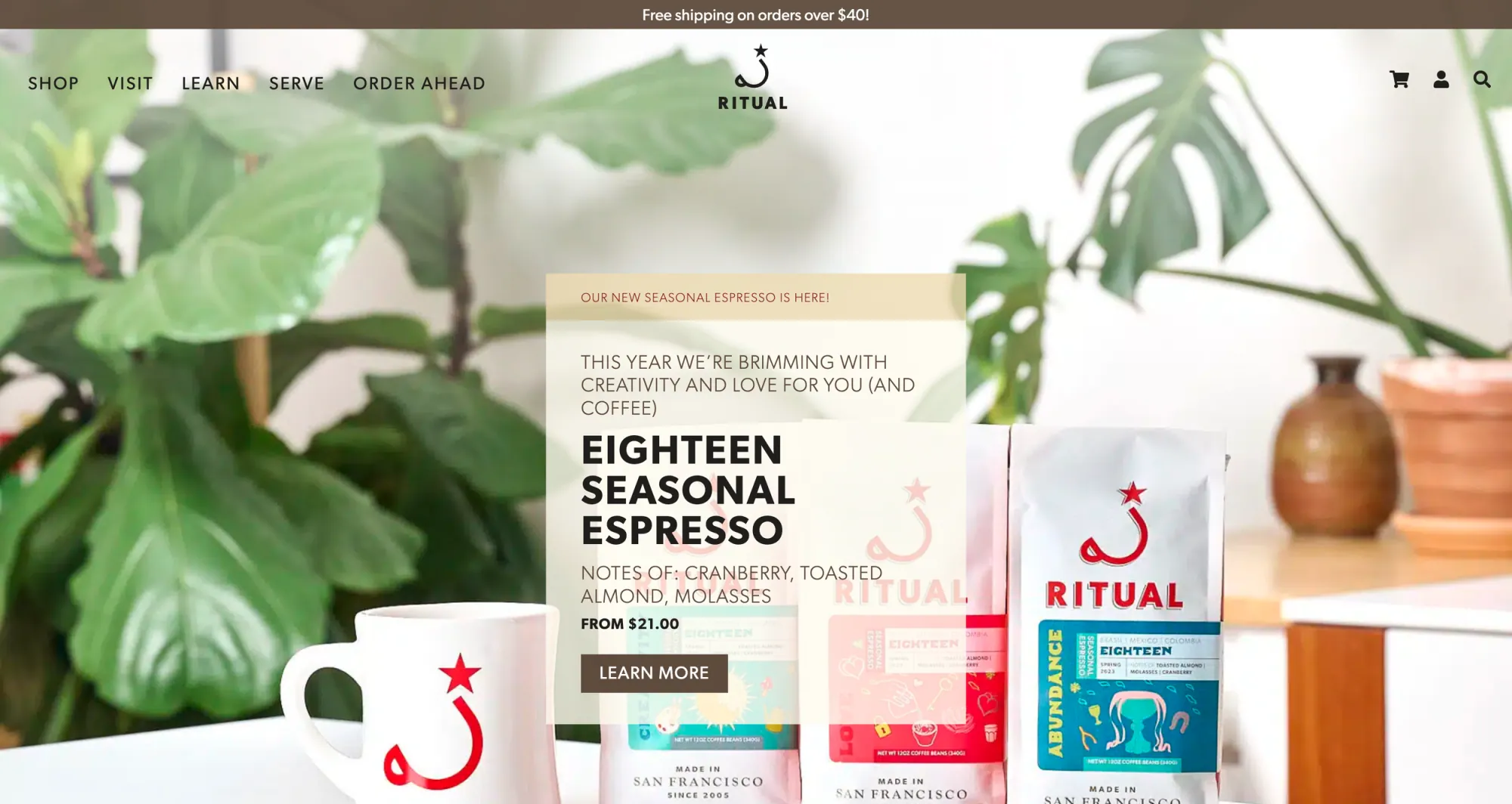 Ritual Coffee Roasters Homepage