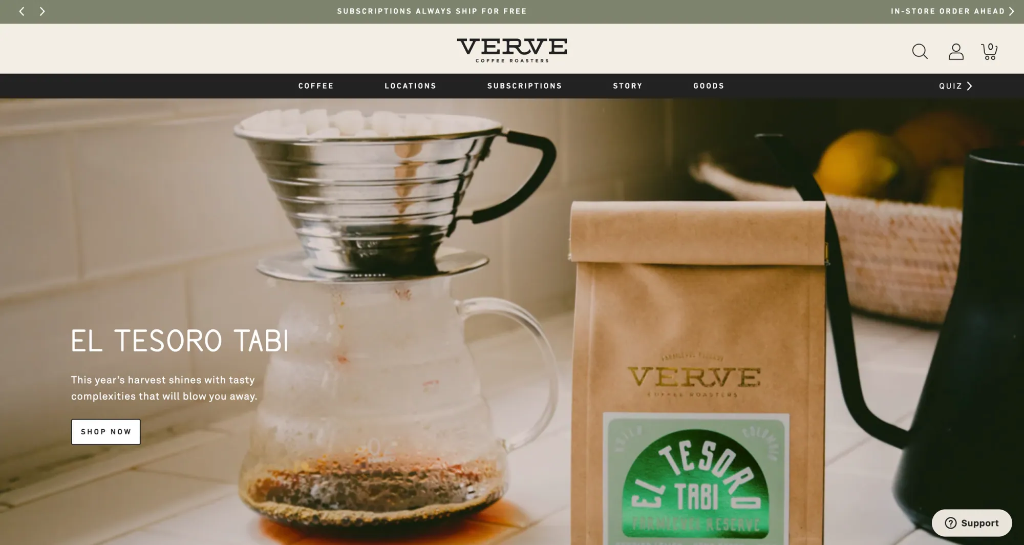 Verve Coffee Roasters Homepage